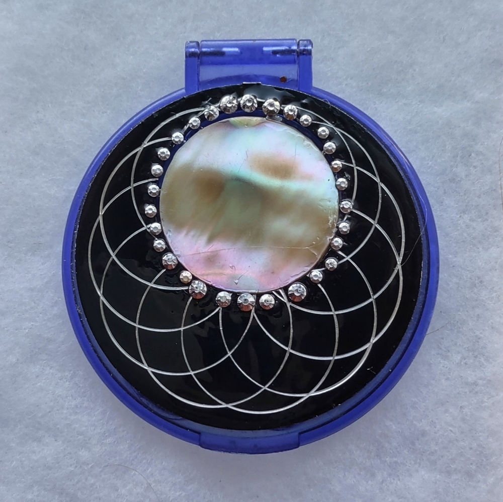 Upcycled Embellished Round Circular Mirror Case